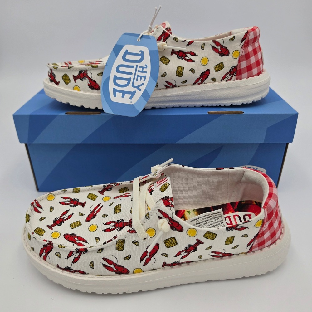 Hey Dude Wendy Women Crawfish Boil Lobster Gingham Shoes,Size W10 NWB - Picture 2 of 11